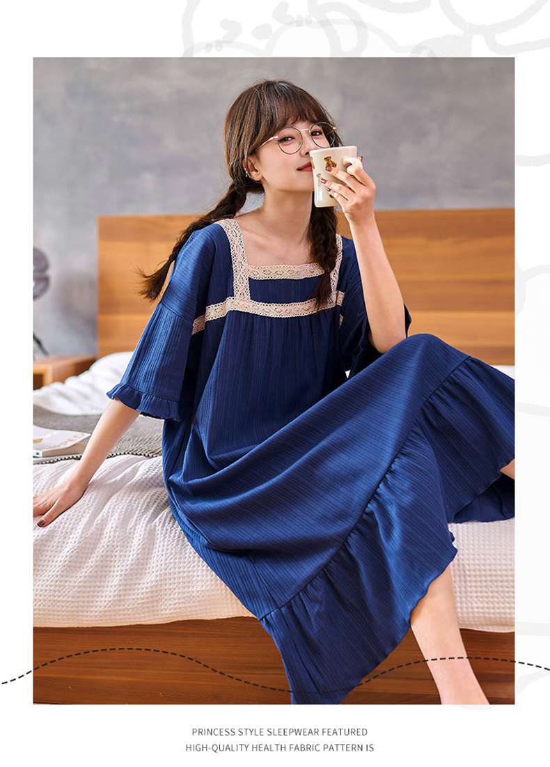 レース飾りフリルワンピース風 レディース ルームウェア