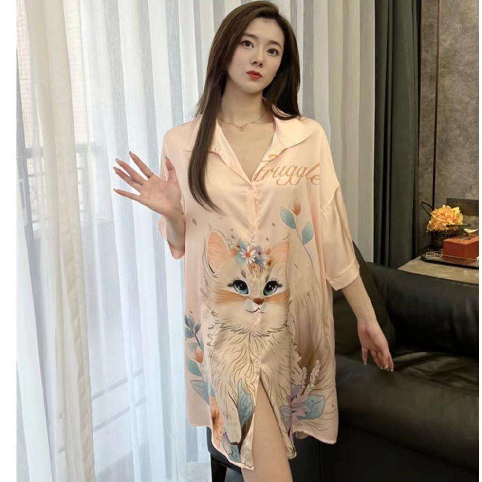 ふわもこ猫ちゃんルームシャツ レディース ルームウェア