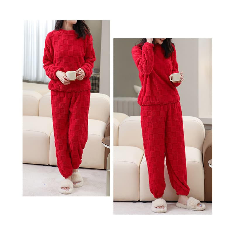 ルームウェア 秋冬新作レディース厚手パジャマ上下セット長袖暖か部屋着