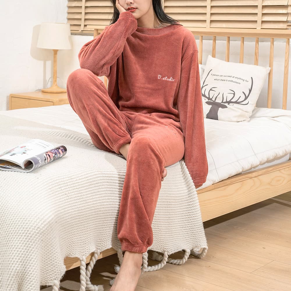 ルームウェア もこもこフリースパジャマ上下セット女性用