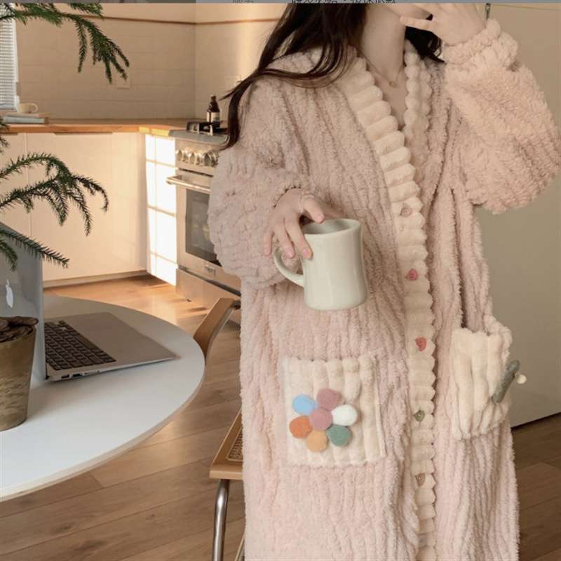 もこもこお花パッチガウン レディース ルームウェア