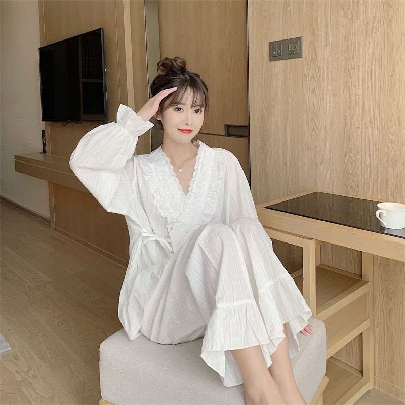 レース付きゆったりパジャマセット レディース ルームウェア