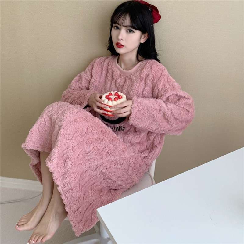 スマイルもこもこワンピース レディース ルームウェア