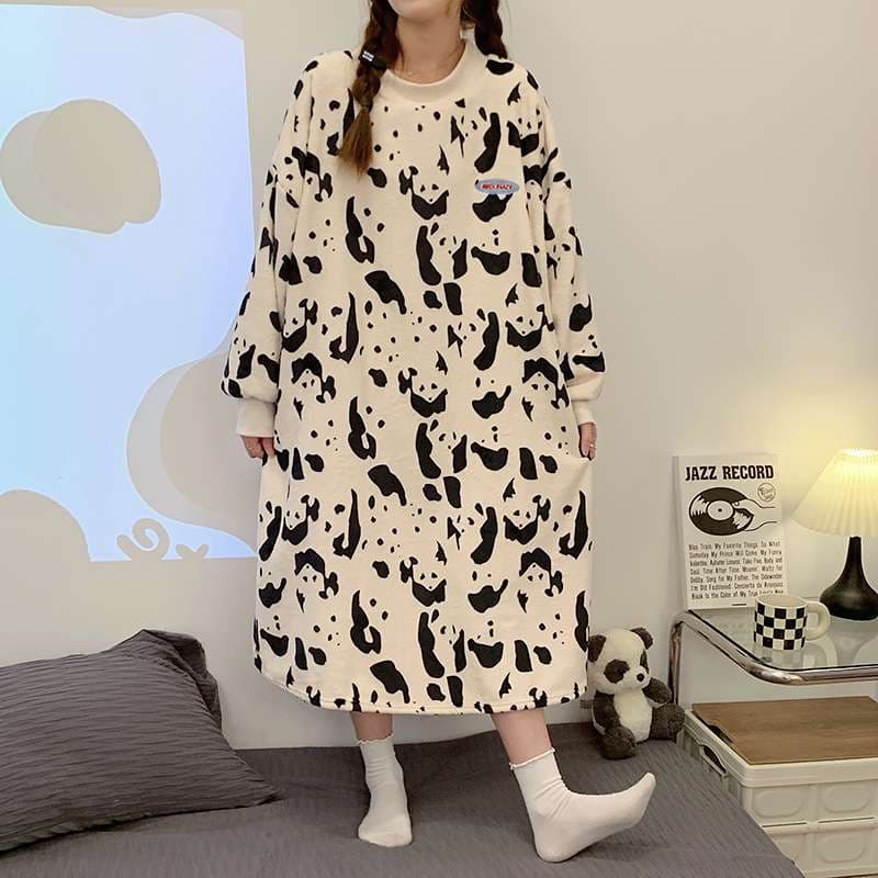 パンダ柄モコモコルームワンピース レディース ルームウェア