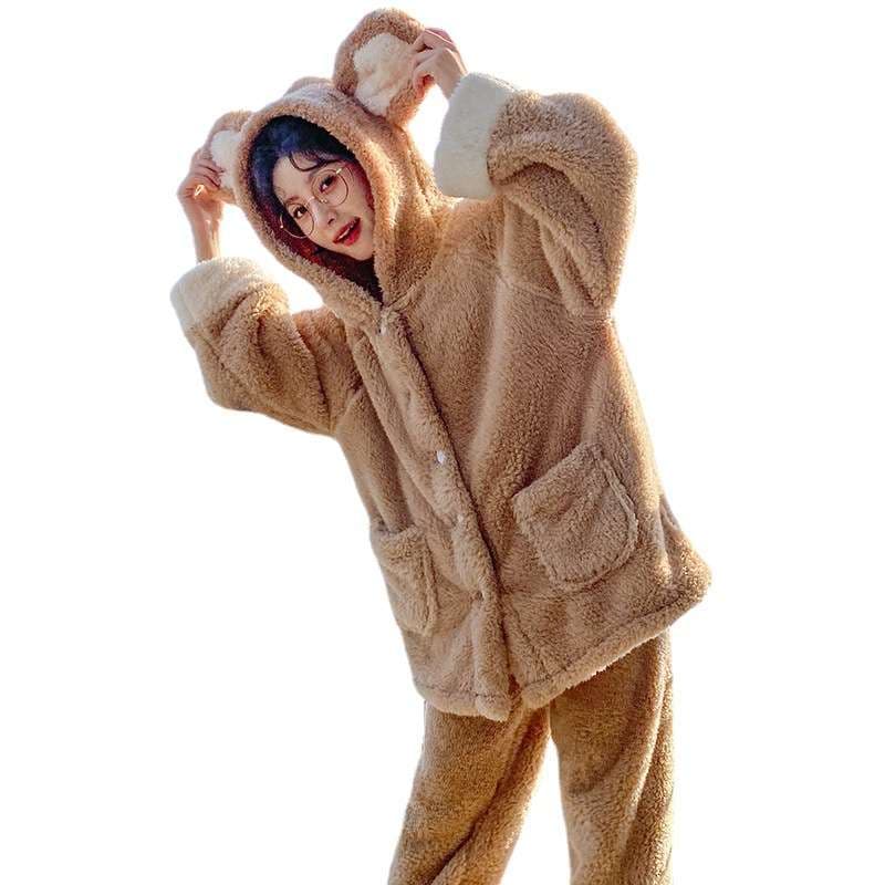 もこもこクマ耳フード付きセット レディース ルームウェア