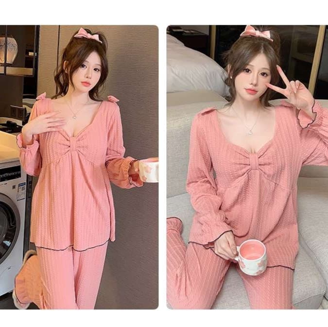 レディース ルームウェア ふんわりリボン付きパジャマ