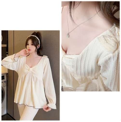 レディース ルームウェア ふんわりリボン付きパジャマ