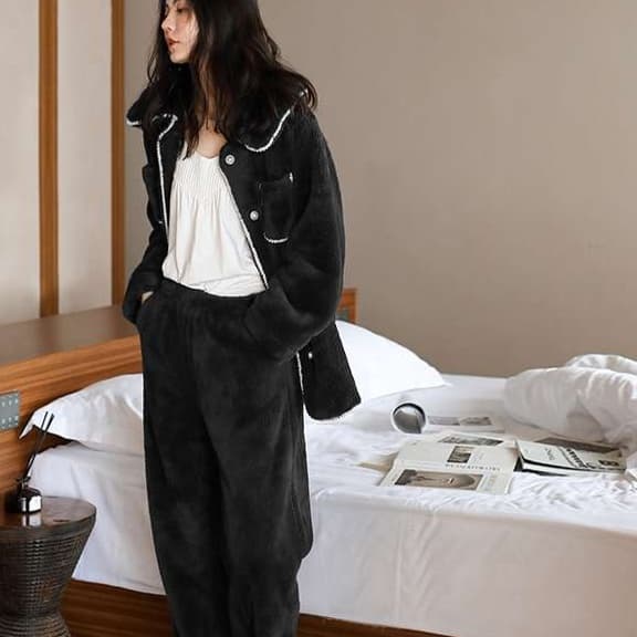 ふわもこパイピング装飾セット レディース ルームウェア