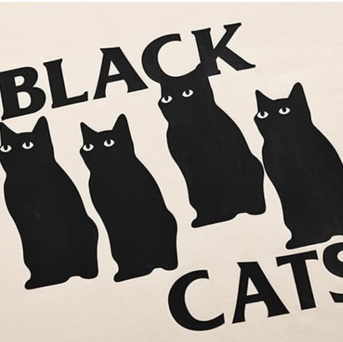 レディース ルームウェア 黒猫シルエット柄 ゆるふわパジャマセット