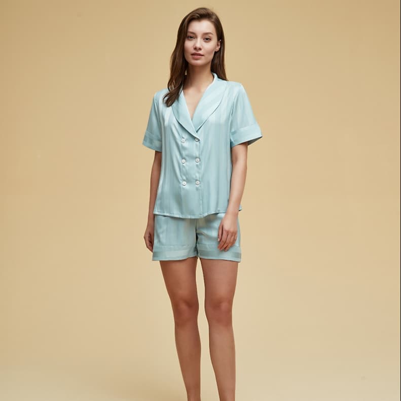 レディース ルームウェア 優雅な半袖ストライプ パジャマセット