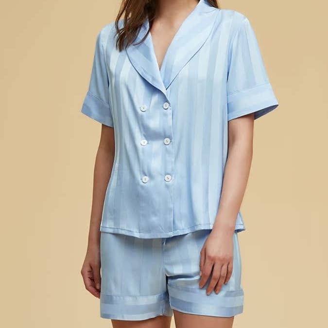 レディース ルームウェア 優雅な半袖ストライプ パジャマセット