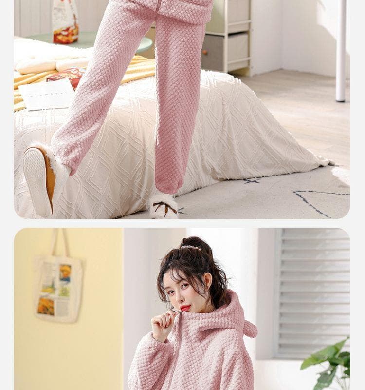 もこもこあったかフード付き レディース ルームウェア