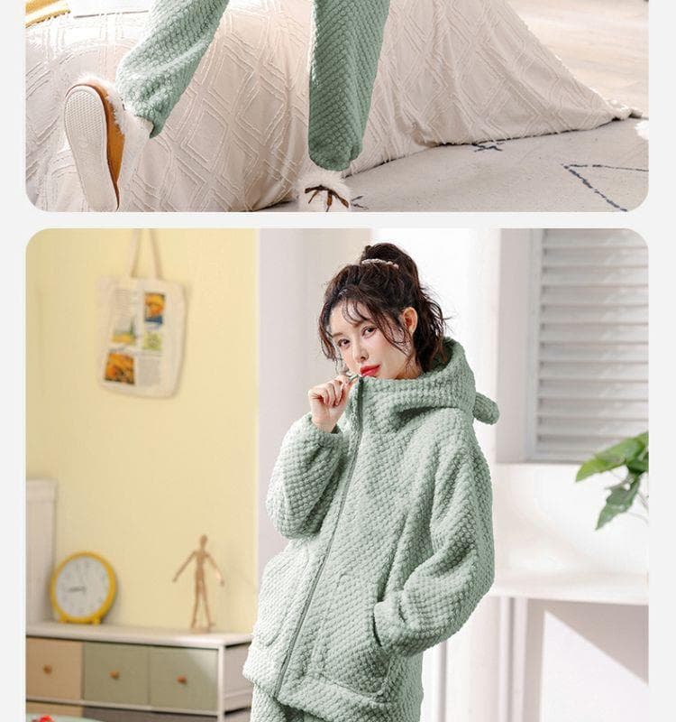 もこもこあったかフード付き レディース ルームウェア