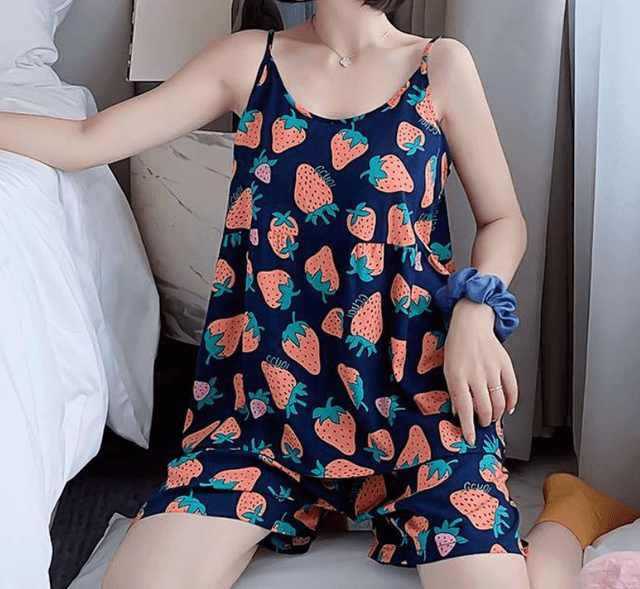 イチゴ柄キャミソールセット レディース ルームウェア