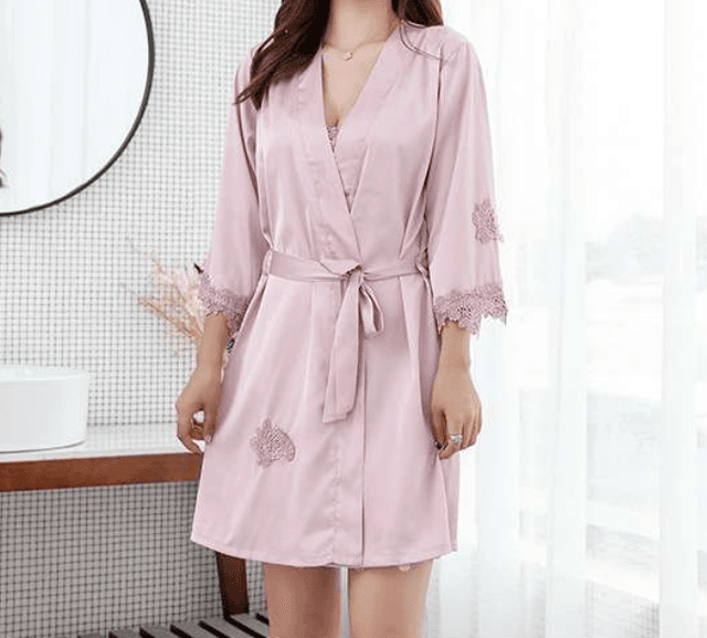優雅なシルクタッチ レース ルームウェア レディース ルームウェア
