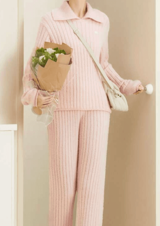 レディース ルームウェア もこもこリブニットルームウェア