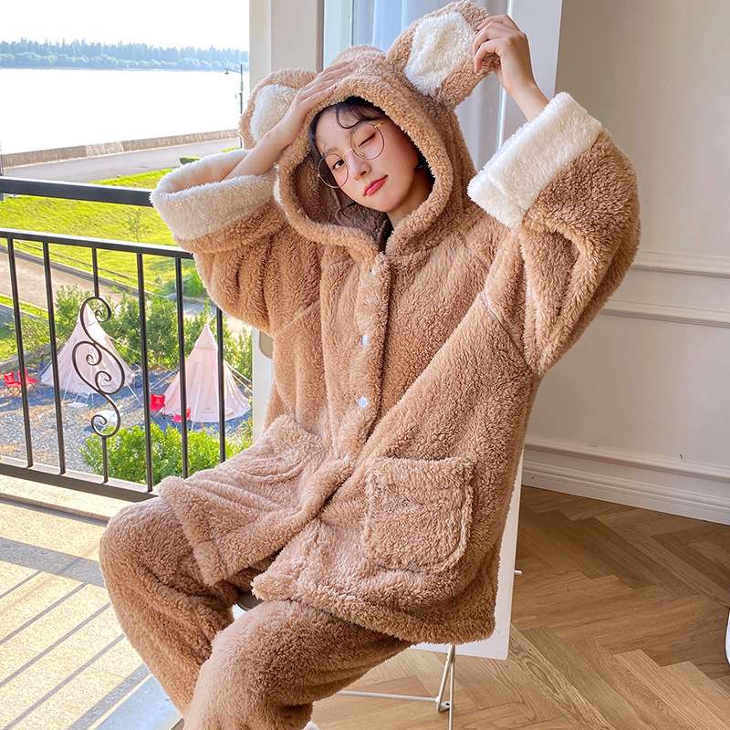 もこもこクマ耳フード付きセット レディース ルームウェア