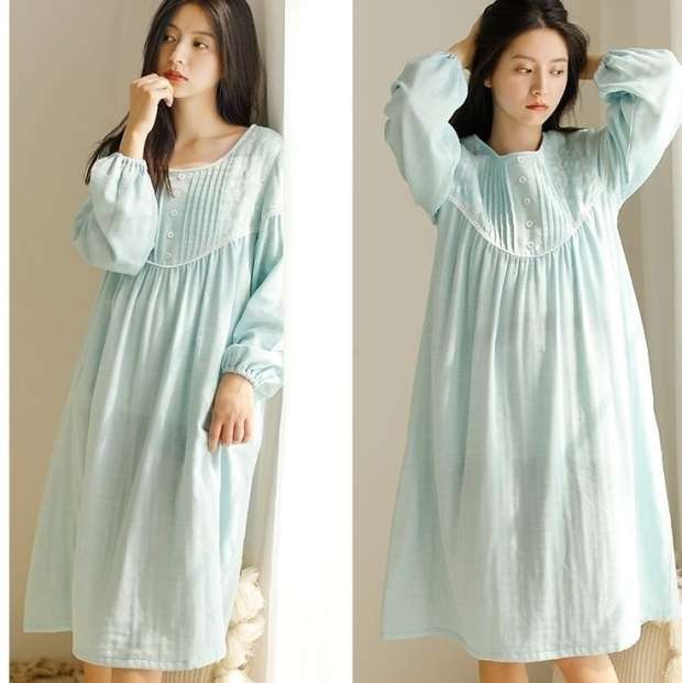 ふんわり優雅なパフスリーブワンピース レディース ルームウェア