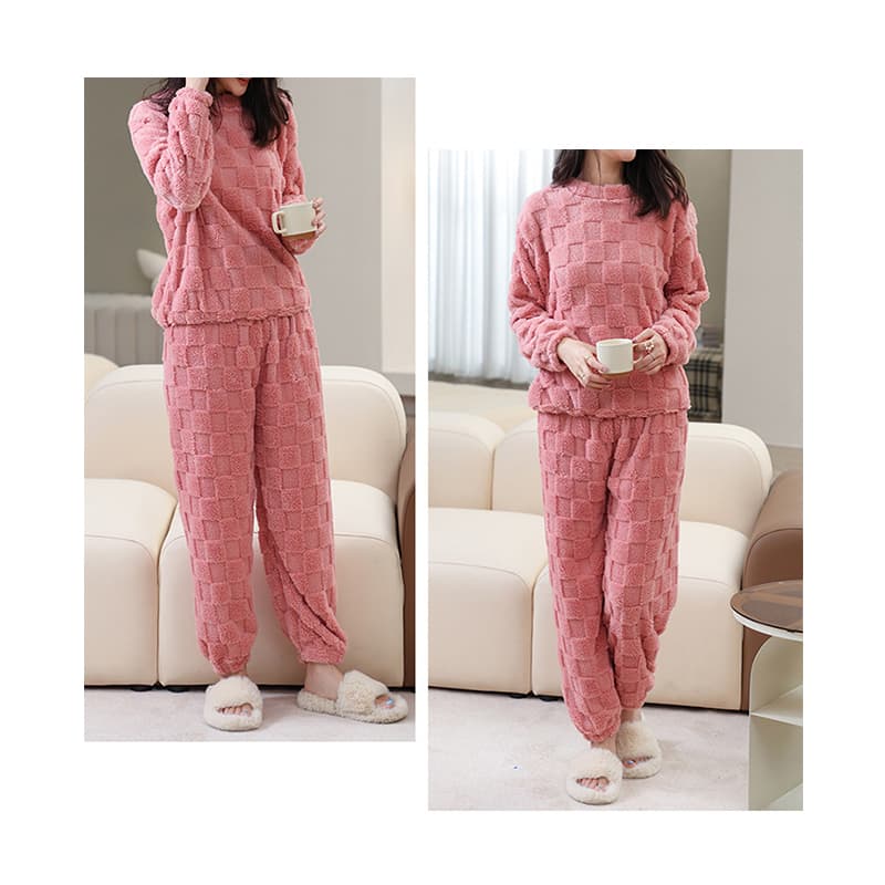 ルームウェア 秋冬新作レディース厚手パジャマ上下セット長袖暖か部屋着