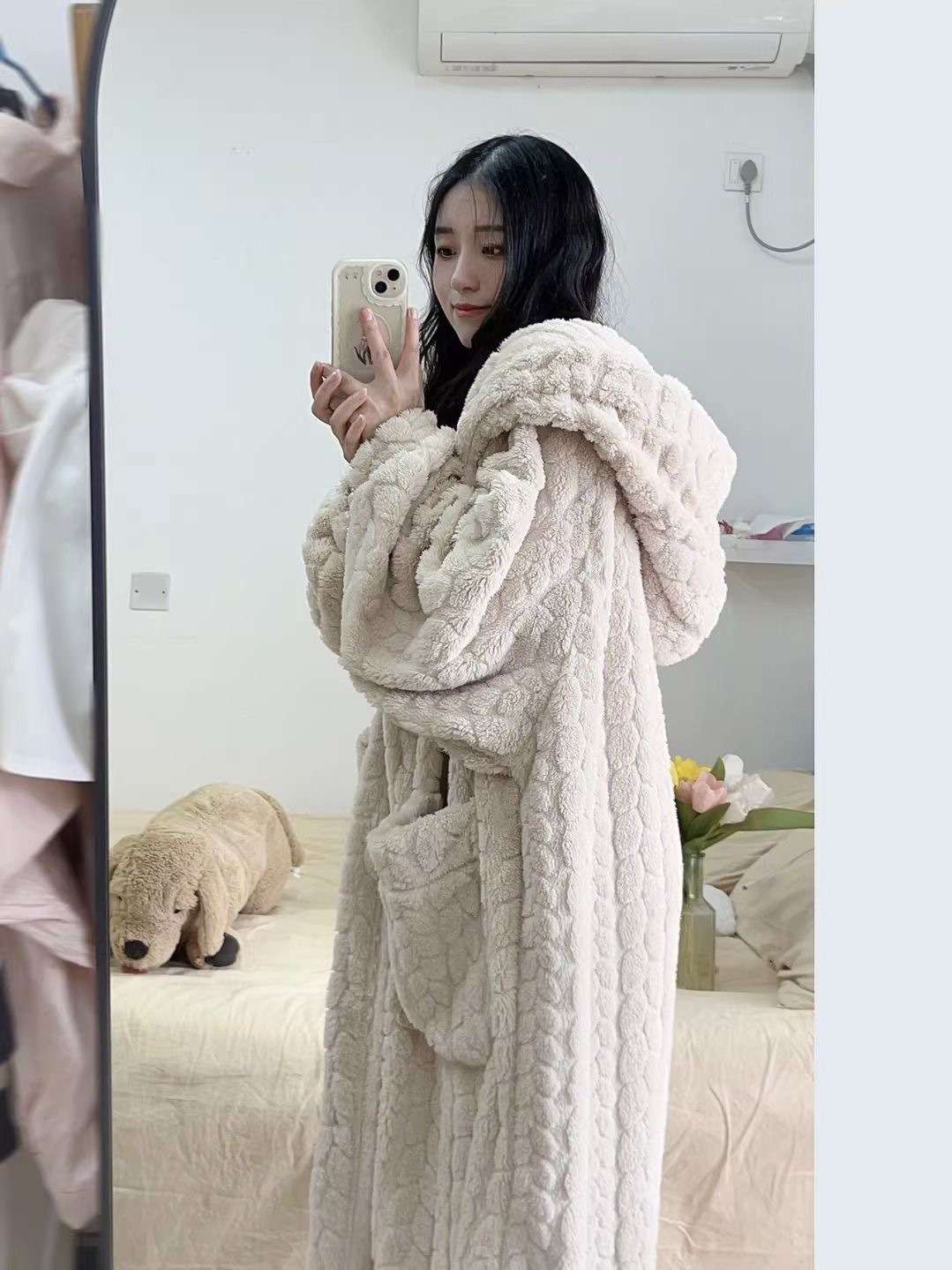 もこもこ贅沢ロングガウン レディース ルームウェア