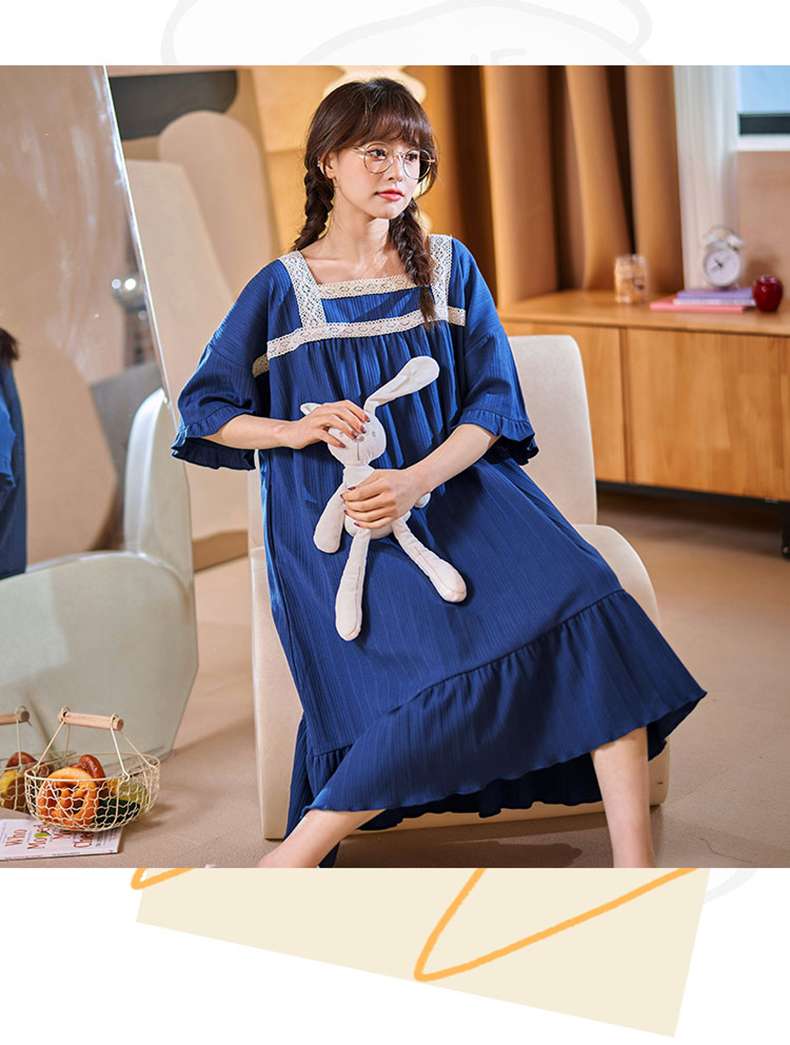 レース飾りフリルワンピース風 レディース ルームウェア