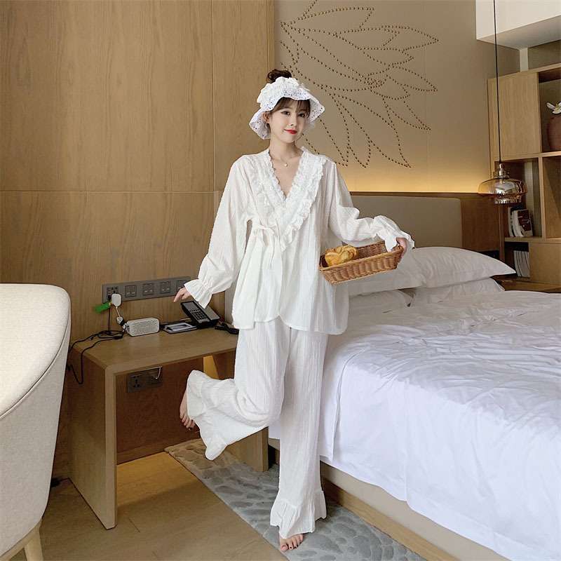 レース付きゆったりパジャマセット レディース ルームウェア
