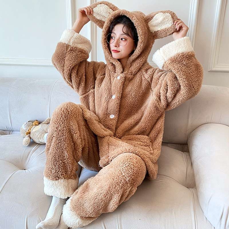 もこもこクマ耳フード付きセット レディース ルームウェア