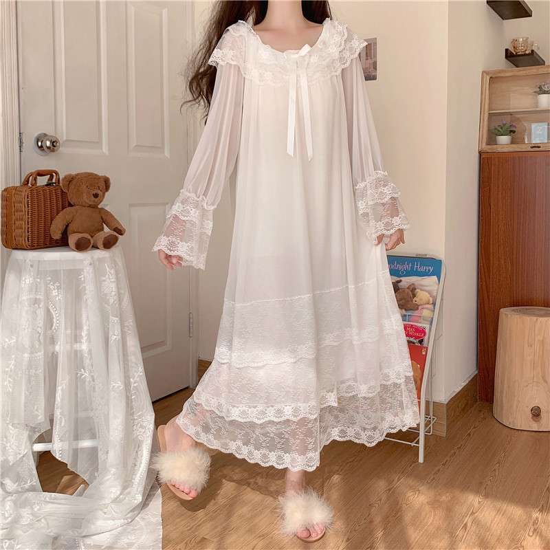 レディース ルームウェア ふんわりレースの寝巻き