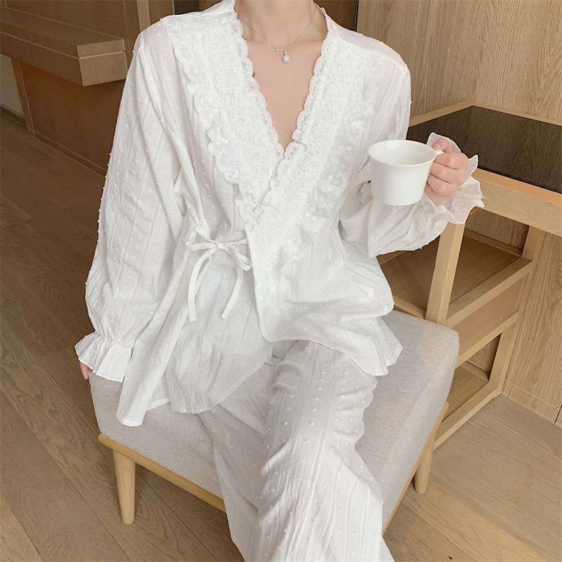 レース付きゆったりパジャマセット レディース ルームウェア