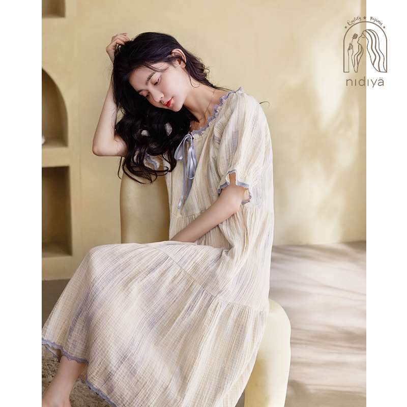 優雅な雰囲気のフリル袖ロングワンピース レディース ルームウェア