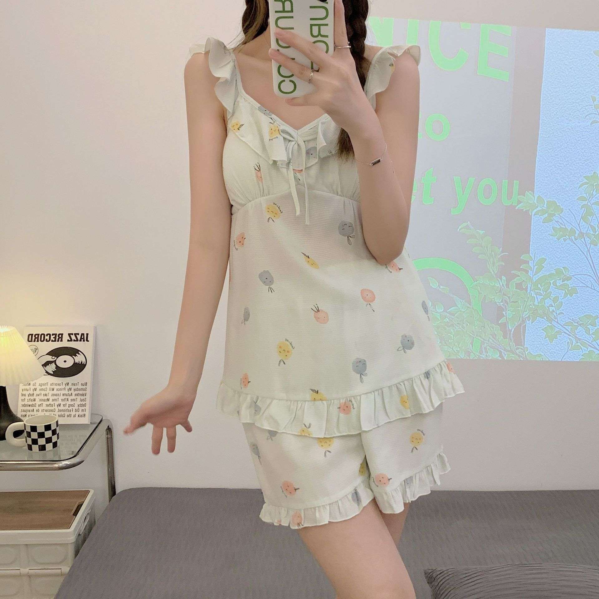 ふんわり可愛い小花柄キャミソールパジャマ レディース ルームウェア