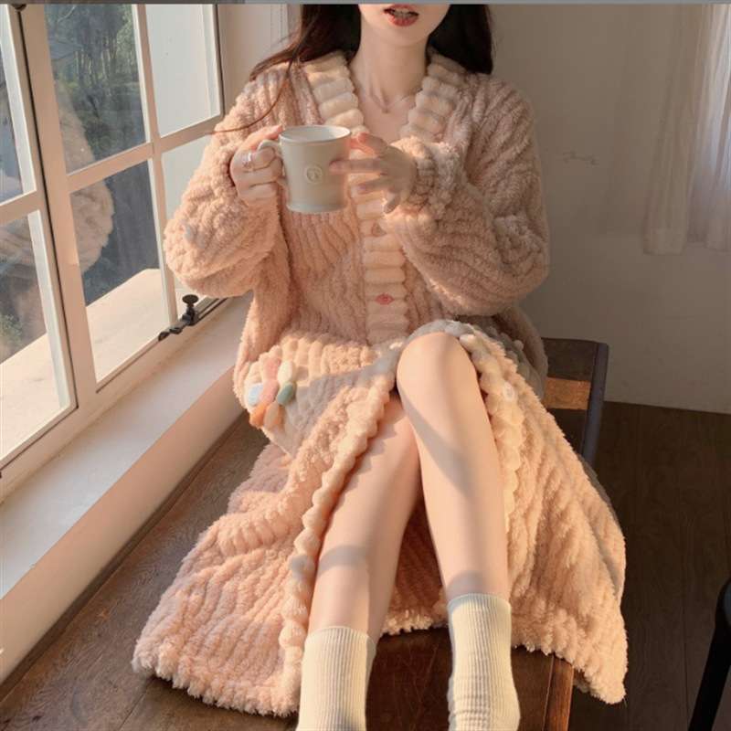 もこもこお花パッチガウン レディース ルームウェア