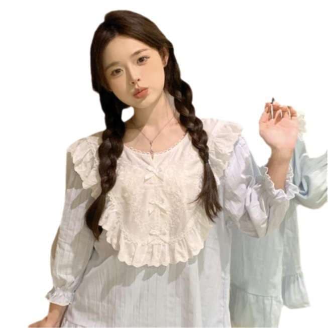 フリルレース付きガーリーパジャマセット レディース ルームウェア