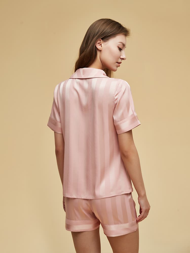 レディース ルームウェア 優雅な半袖ストライプ パジャマセット