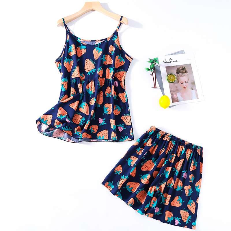 イチゴ柄キャミソールセット レディース ルームウェア