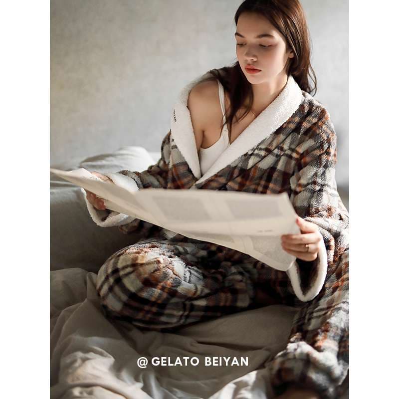 もこもこチェック柄セット レディース ルームウェア