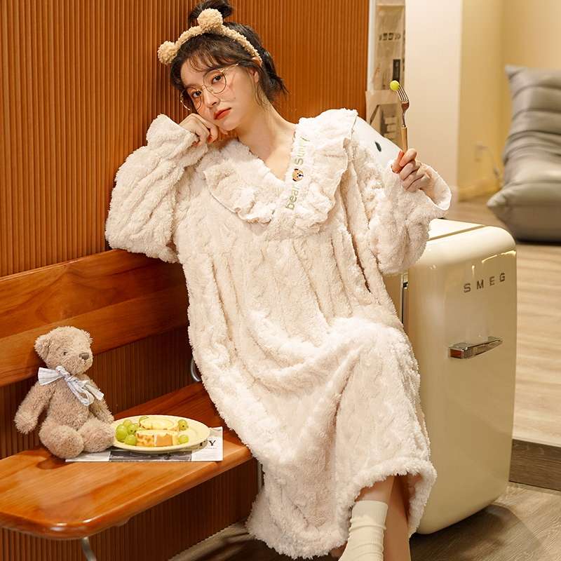 もこもこかわいいネグリジェワンピース レディース ルームウェア