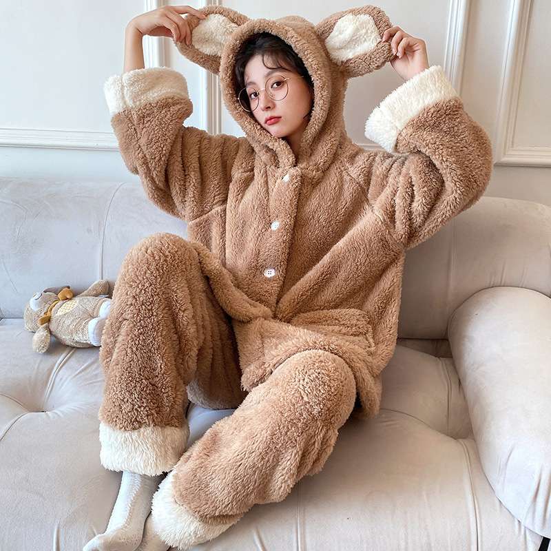 もこもこクマ耳フード付きセット レディース ルームウェア