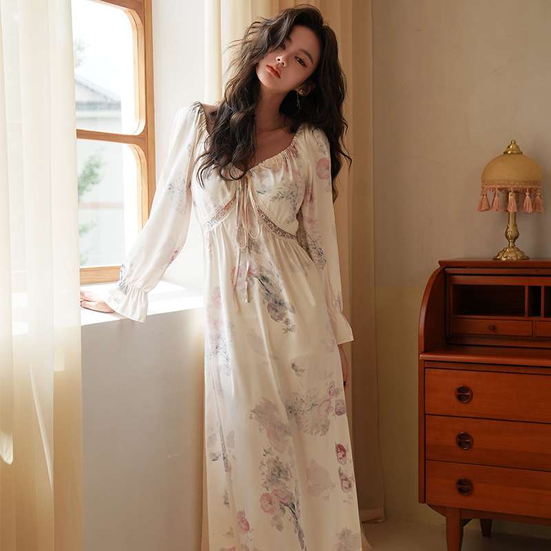 優美な花柄ロマンティックワンピース レディース ルームウェア