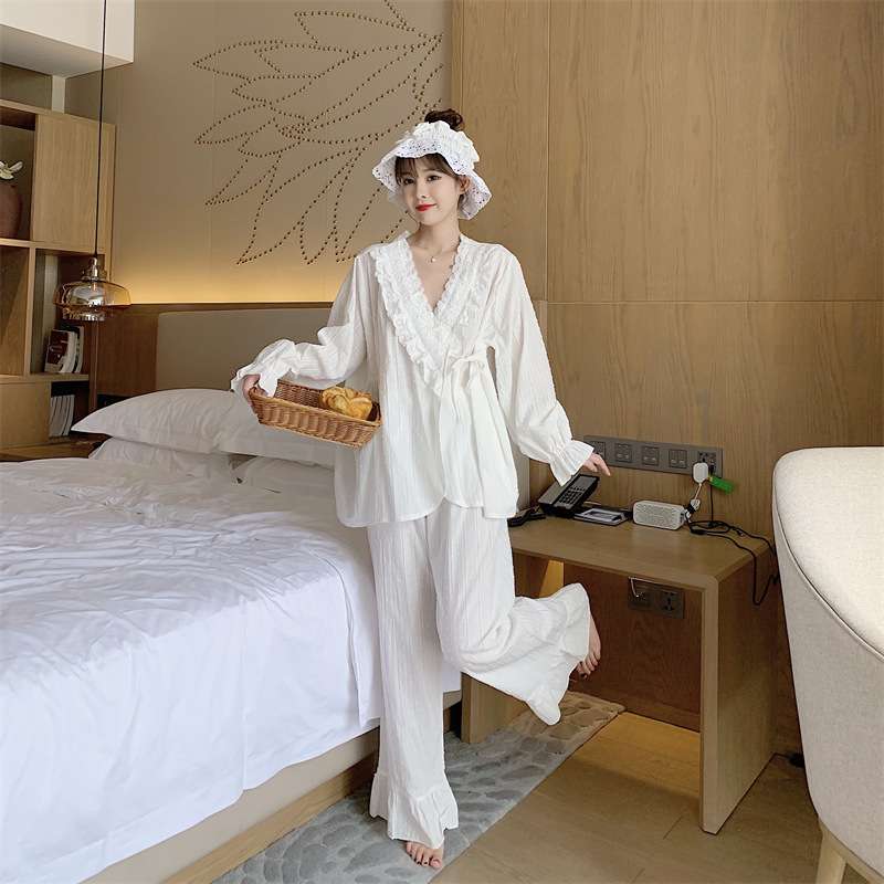 レース付きゆったりパジャマセット レディース ルームウェア