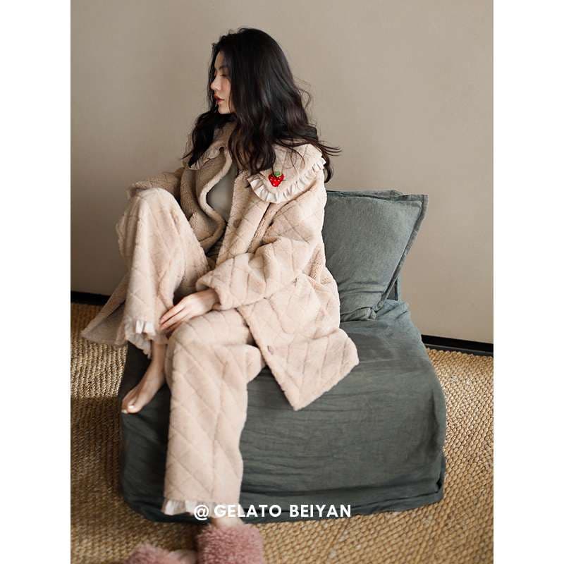 ふわもこ苺モチーフ付きセット レディース ルームウェア