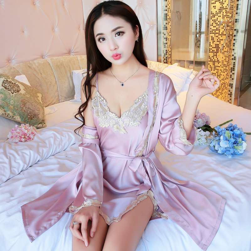 優雅な夢見るレースローブ レディース ルームウェア