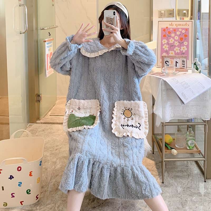 もこもこワンピース型 レディース ルームウェア