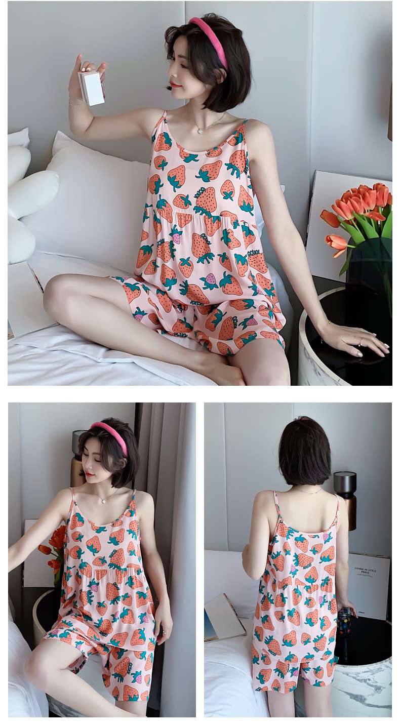 イチゴ柄キャミソールセット レディース ルームウェア