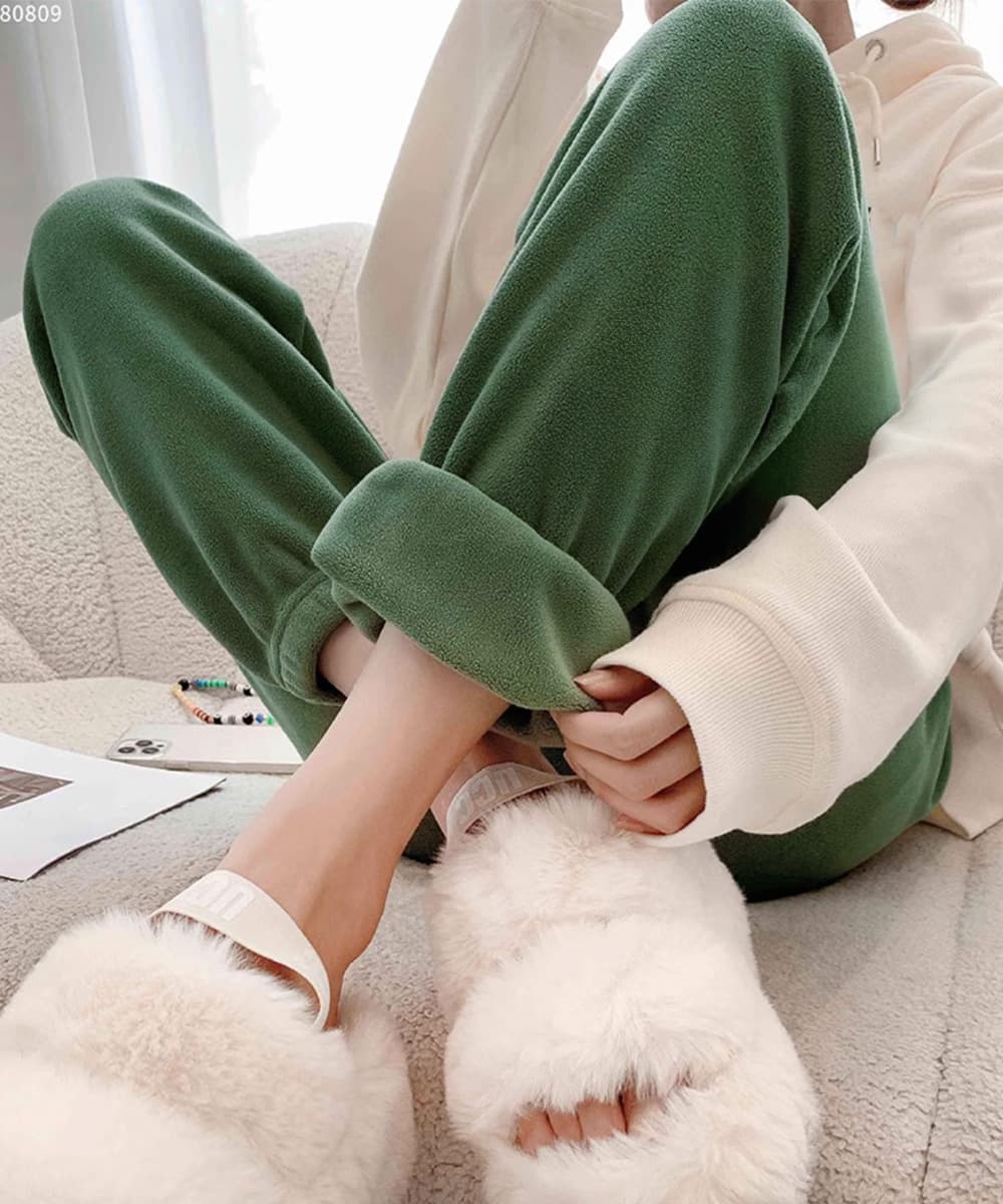 ルームウェア 暖かふわふわフリース部屋着パンツ