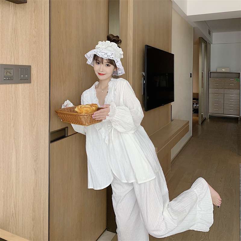 レース付きゆったりパジャマセット レディース ルームウェア