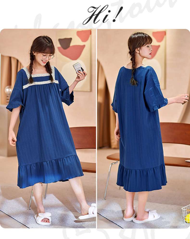 レース飾りフリルワンピース風 レディース ルームウェア