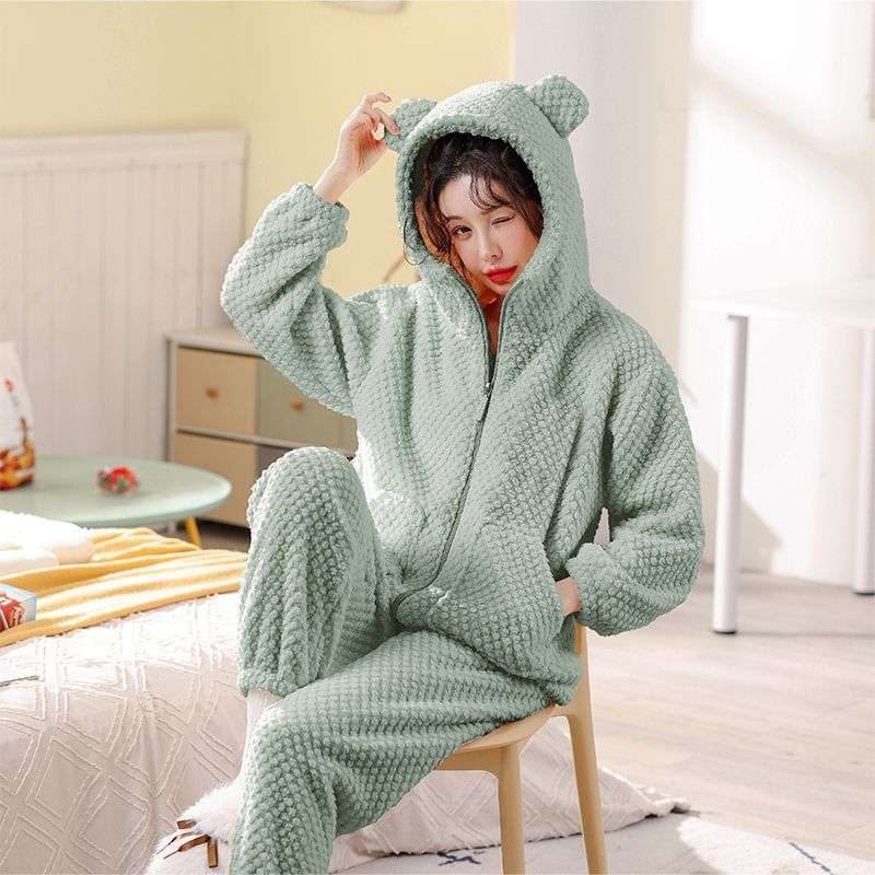 もこもこあったかフード付き レディース ルームウェア