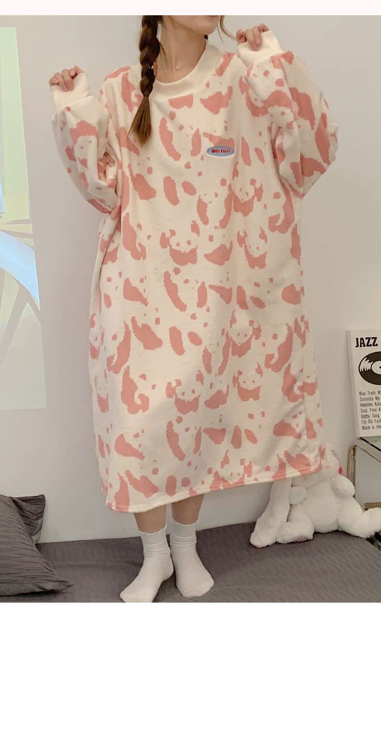 パンダ柄モコモコルームワンピース レディース ルームウェア
