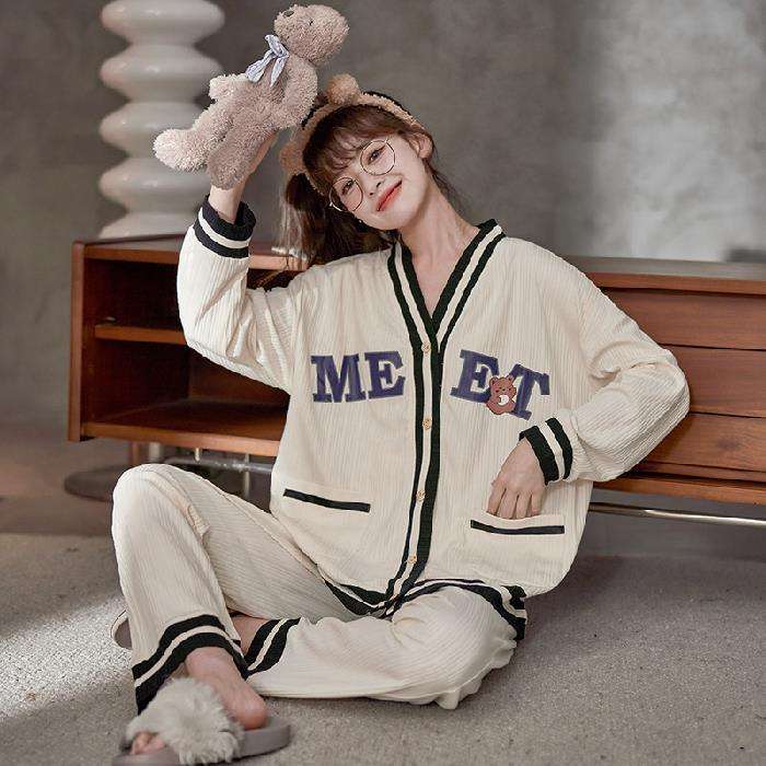 もこもこウサギ耳リボン付き部屋着セット レディース ルームウェア